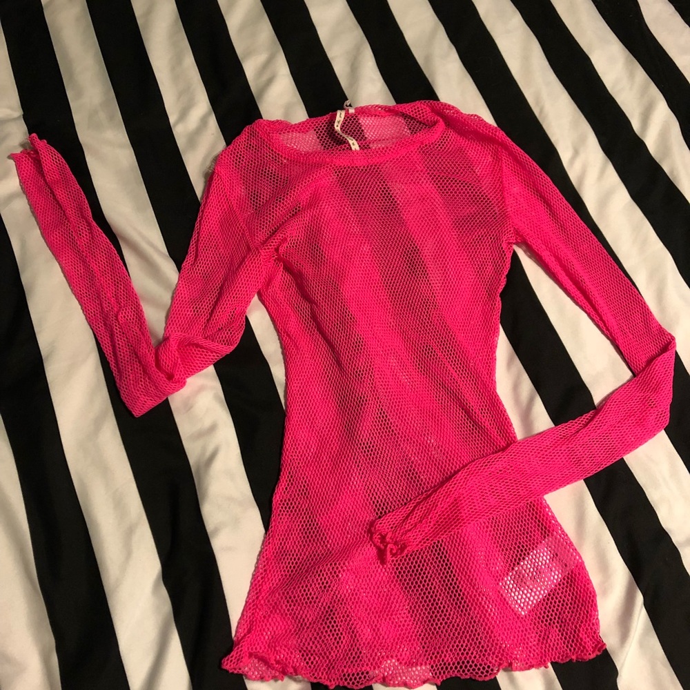 Hot pink mesh long sleeve SZ S